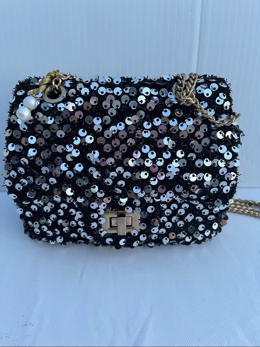 CMK PRESENTS Black Sequin Glitter Princess Purse NWOT